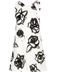 MSGM - Floral Linen Mini Dress - Lyst