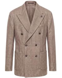 Peserico - Double-Breasted Herringbone Blazer - Lyst