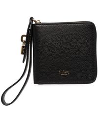 Mulberry Heart Coin Zip Purse In Black Small Printed Grain