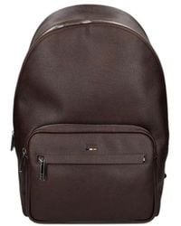 BOSS - Ray Logo-Plaque Pebbled-Effect Backpack - Lyst