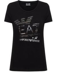 EA7 - Logo Series Embellished Logo-Print T-Shirt - Lyst