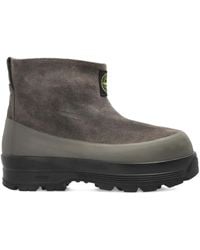 Stone Island - Suede Logo-Patch Ankle Boots - Lyst