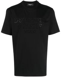 DSquared² - T-shirt en coton à logo orné de clous - Lyst