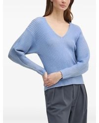 DKNY - Gerippter Pullover mit V-Ausschnitt - Lyst