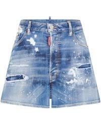 DSquared² - Jeans-Shorts Im Distressed-Look Mit Logo - Lyst