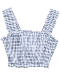 Maje - Top A Cuadros Con Volantes - Lyst