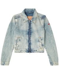 DIESEL - Zip-Fastening Shoulder-Detail Denim Jacket - Lyst
