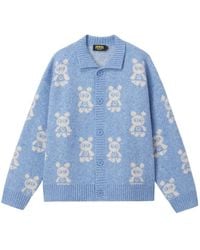 Mini Cream - Buttoned Bear-Pattern Cardigan - Lyst
