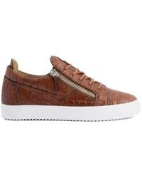 Giuseppe Zanotti - Frankie Crocodile Print Zip Leather Sneakers - Lyst