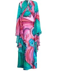 Roberto Cavalli - Cut-Out Marble-Print Dress - Lyst