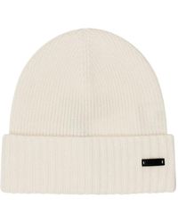 BOSS - Gerippte Beanie Mit Logo-Schild - Lyst