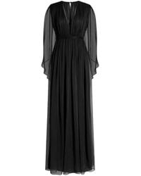 Alberta Ferretti - V-Neck Cape-Sleeve Maxi Dress - Lyst