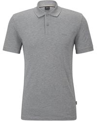 BOSS - Logo-Embroidered Mélange-Effect Organic-Cotton Polo Shirt - Lyst