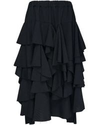COMME DES GARÇON BLACK - Jupe Mi-Longue À Volants Superposés - Lyst