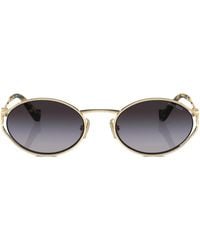 Miu Miu - Logo-Plaque Oval-Frame Sunglasses - Lyst