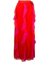 Diane von Furstenberg Falda larga con volantes - Rosa