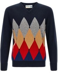 Ballantyne - Intarsia-Knit V-Neck Sweater - Lyst