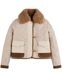 Fay - Quilted Shearling-Collar Jacket - Lyst