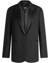 BOSS - Peak-Lapel Single-Breasted Blazer - Lyst