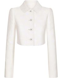 Dolce & Gabbana - Short Jacquard Jacket With All-Over Dg Logo - Lyst