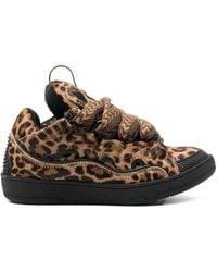 Lanvin - Curb Animal-Print Lace-Up Sneakers - Lyst