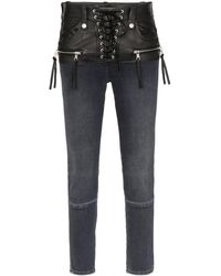 Unravel Project Skinny Jeans Met Veters - Zwart