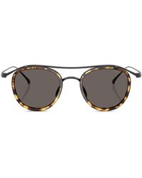 Giorgio Armani - Round-Frame Tortoiseshell Sunglasses - Lyst
