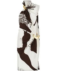 Ferragamo - Abstract-print Gathered Jersey Dress - Lyst