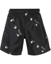 Off-White c/o Virgil Abloh - Off White All-over Logo-print Swim Shorts - Lyst