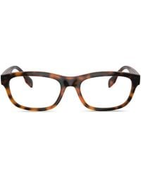 Burberry - Logo-Print Rectangle-Frame Glasses - Lyst