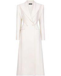 Dolce & Gabbana - Abrigo largo de botonadura doble en cady de lana - Lyst