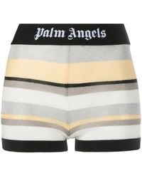 Palm Angels - Striped Lurex-Knit Mini Shorts - Lyst