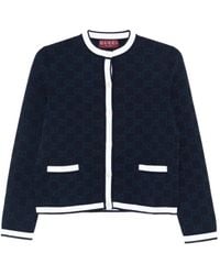 Gucci - Cardigan Aus Feinem Gg Baumwolljacquard, Größe - Lyst
