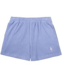 Sporty & Rich - Logo-Embroidered Terry-Cloth Shorts - Lyst