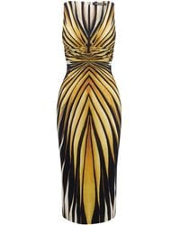 Roberto Cavalli - Midikleid mit Ray of Gold-Print - Lyst