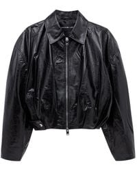 JACOB LEE - Leather Bomber Jacket - Lyst