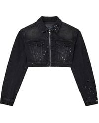 Purple Brand - Paint-Splatter Cropped Denim Jacket - Lyst