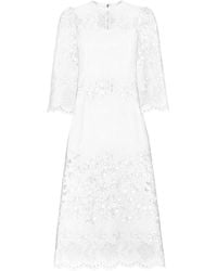 Dolce & Gabbana - Openwork Floral Midi Dress - Lyst