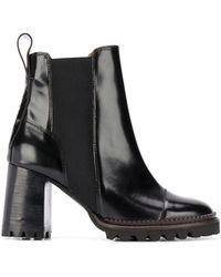 See By Chloé - Chunky Slip-on Leather Boots - Lyst