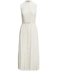 Ralph Lauren - Pleated Belted Midi Dress - Lyst