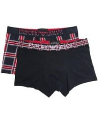 Emporio Armani - Logo-Waistband Plaid Boxer Briefs (Pack Of Two) - Lyst