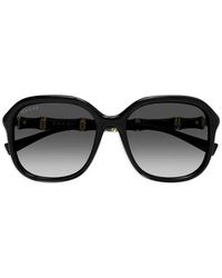 Gucci - Bamboo-Detail Geometric-Frame Sunglasses - Lyst
