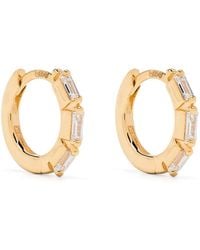 Suzanne Kalan - 18Kt Bold Triple Diamond Small Hoop Earrings - Lyst