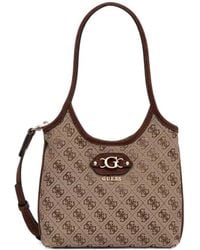 Guess - Borsa Tote Samantha Mini Con Stampa Monogramma E Placca Logo - Lyst