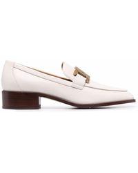 Tod's - Logo-Plaque Leather Loafers - Lyst