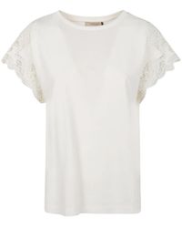 Twinset - Lace-Detail Short-Sleeve Top - Lyst