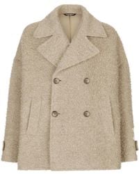 Dolce & Gabbana - Vintage-Look Double-Breasted Wool And Cotton Pea Coat - Lyst
