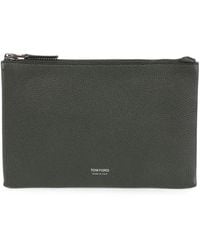 Tom Ford - Logo-Print Pebbled Clutch Bag - Lyst