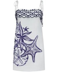 FARM Rio - Embroidered Scalloped-Edge Mini Dress - Lyst
