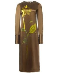 Monse - Sunflower-Print Long-Sleeve Midi Dress - Lyst